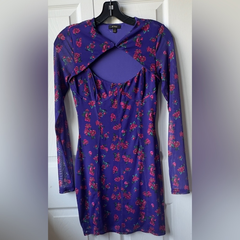 NWOT AFRM Jem Dress in the "Purple Garden" floral print Size S/P - Picture 3 of 8